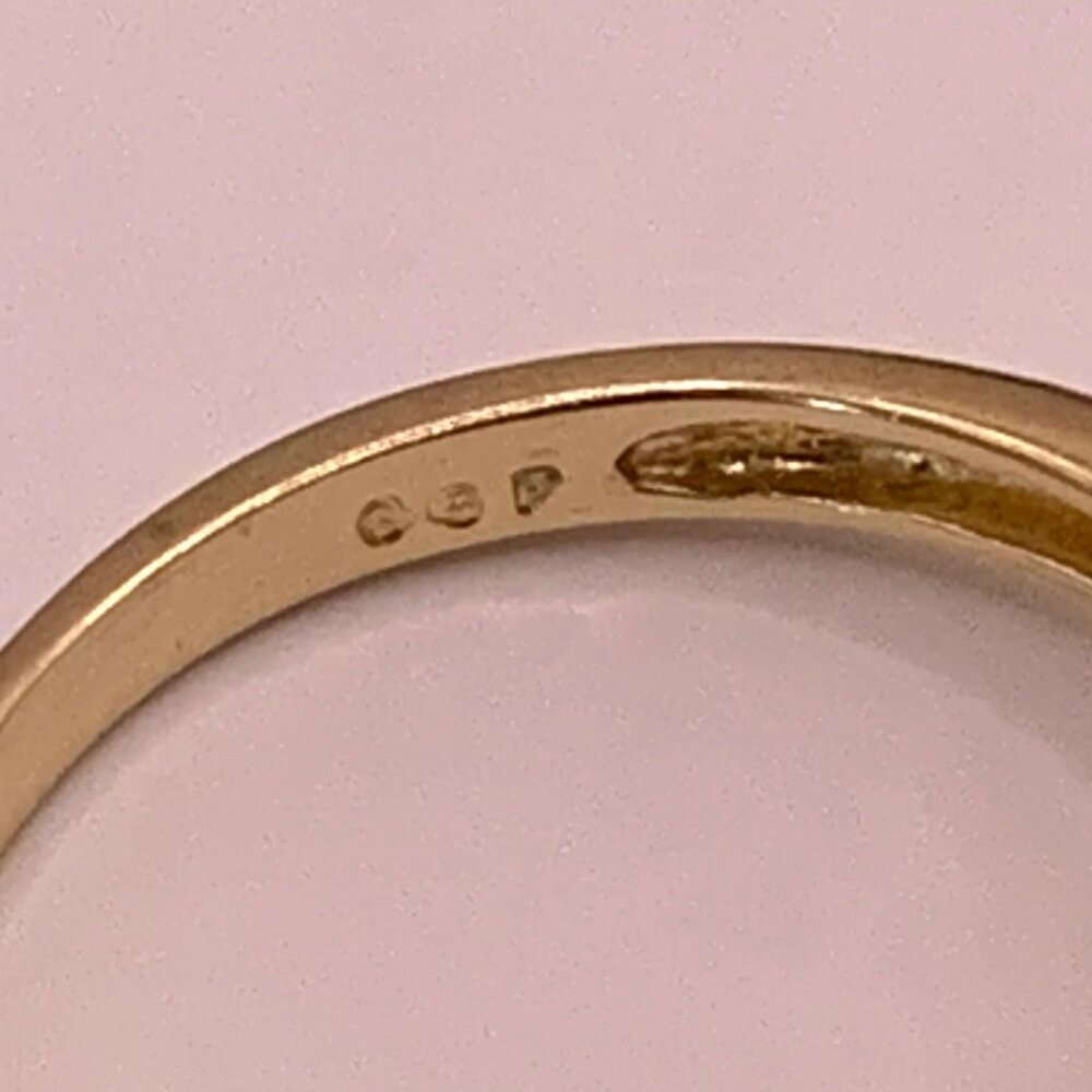 Sapphire Diamond 14K Yellow Gold Estate Ring Sz 7  J826 - Picture 7 of 8